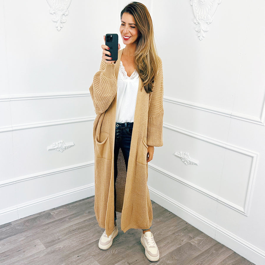 Knitted Maxi Cardigan Camel