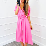 Jurk Midi Split Fuchsia