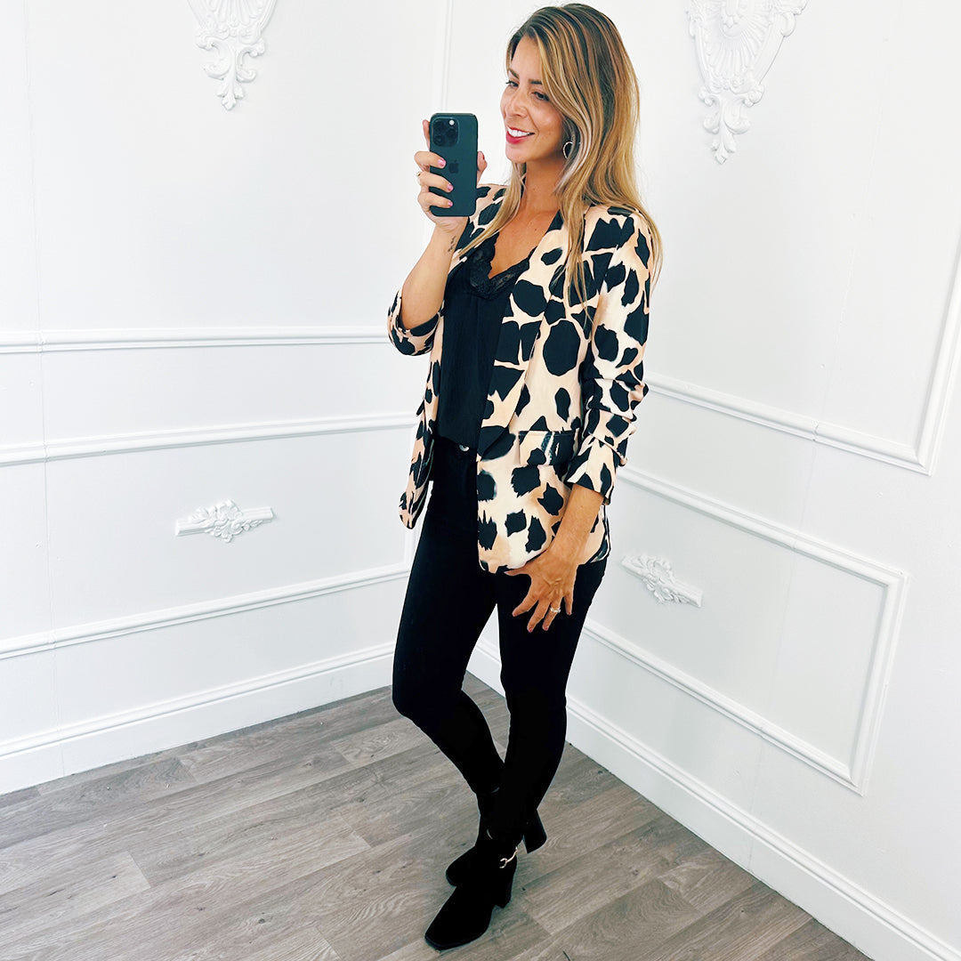 Basic Blazer Print Beige