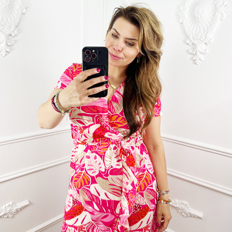 Roze overslagjurk