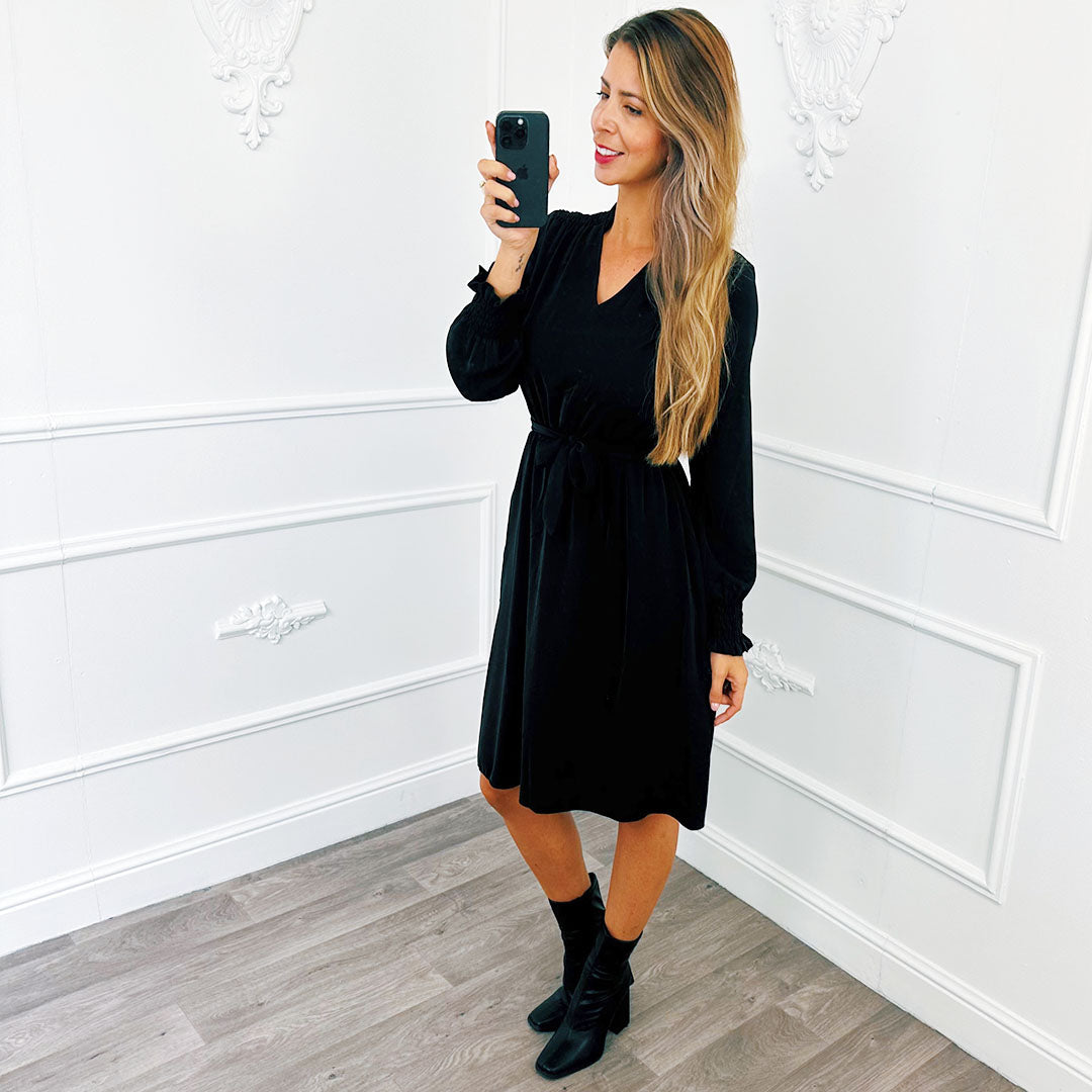 Dress Basic Smocked Black