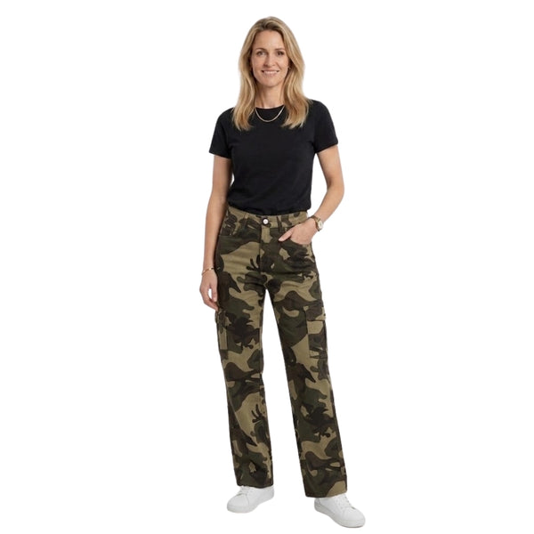 Jill wide leg cargo broek camouflage voor dames
