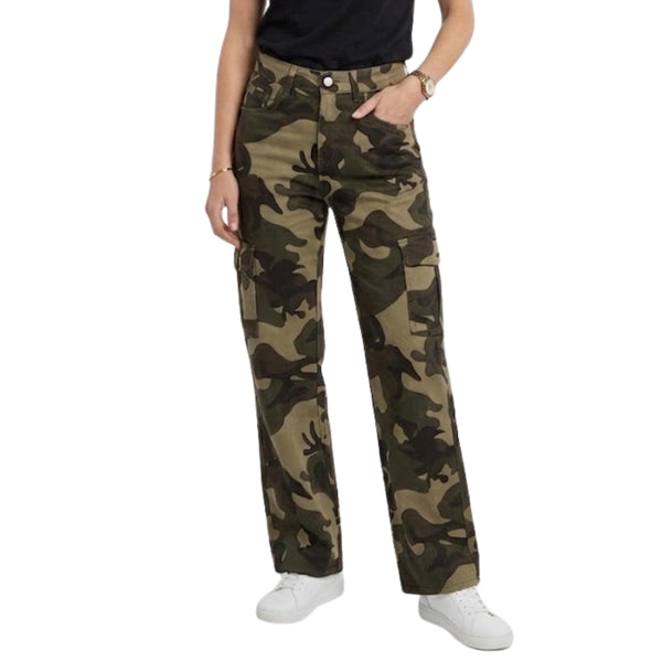 Jill wide leg cargo broek camouflage voor dames - styling foto