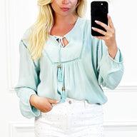 Boho Blouse Mint Met Detail