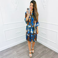 Print Ibiza Dress Cobalt