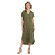 Bo Doorknoop Midi Jurk met Textuur Army Groen