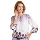 Satijnlook Blouse met Bloemenprint en Pofmouwen Wit Paars