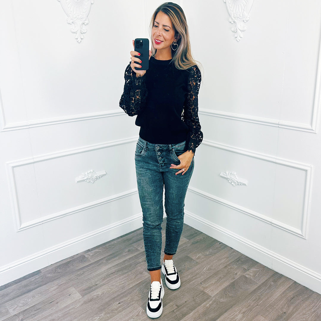 Top Crochet Zwart