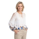 Satijnlook Blouse met Bloemenprint en Pofmouwen Wit Beige Blauw