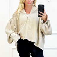 Boho Blouse met Pofmouwen lichtgoud