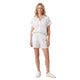 Isa short co-ord set met verticale streepjes in wit voor dames