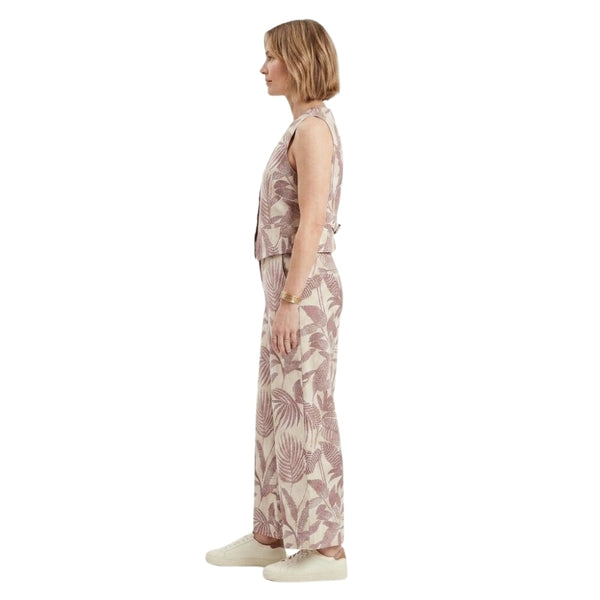 
                    
                      Zara co-ord set met gilet en wijde broek bladprint roze voor dames - detail van het ontwerp
                    
                  