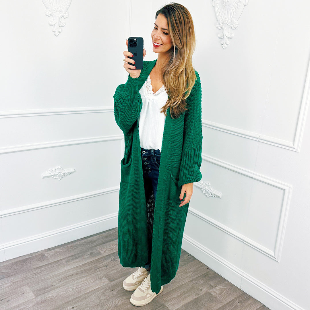 Maxi Cardigan Maille Vert