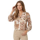 Puff Sleeve Blouse Flower Beige