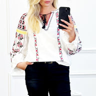 Witte Boho Blouse met Borduursels