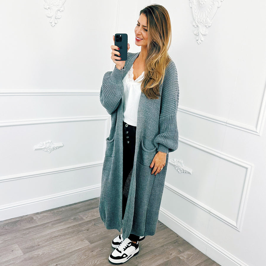 Knitted Maxi Cardigan Gray
