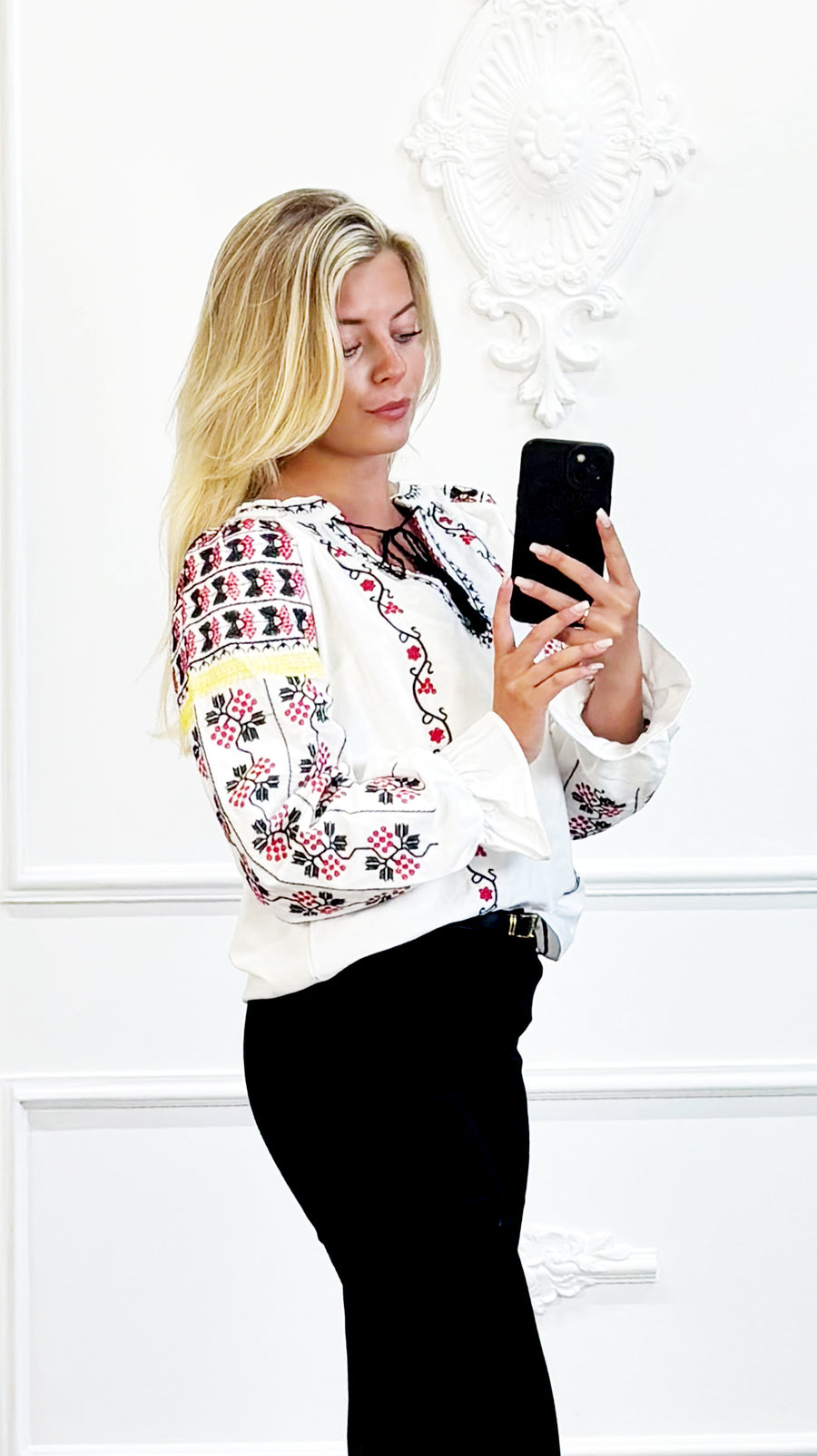 Witte Boho Blouse met Borduursels