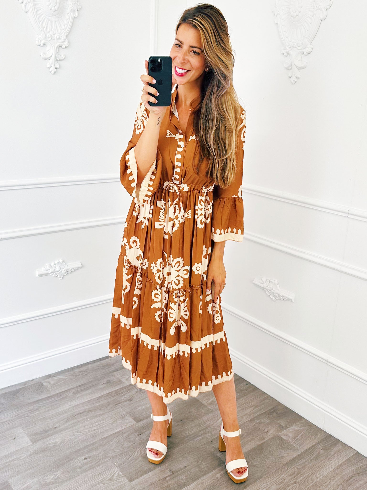 Midi Jurk Ibiza Camel