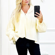 Boho Blouse met Pofmouwen Beige