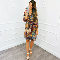 Paisley Print Dress Brown