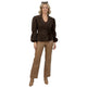 Bruine Blazer met Witte Stippen Getailleerde Damesblazer met Ceintuur