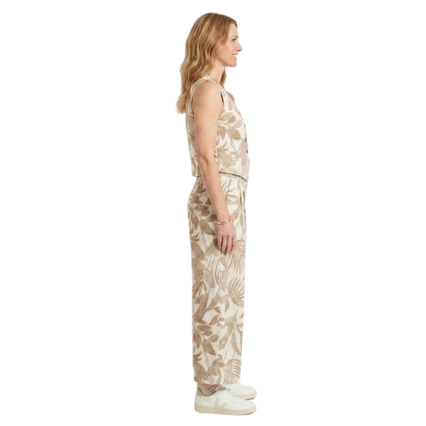 
                    
                      Zara co-ord set met gilet en wijde broek bladprint beige voor dames - detail van het ontwerp
                    
                  
