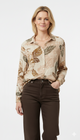 Beige Shirt met Bladeren Print en 20% Wol