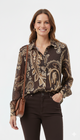 Bruin Beige Paisley Shirt met 20% Wol