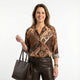 Bruin Shirt met Abstract Patroon en 20% Wol