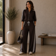 Sportieve Rits Co-ord Set met Streepdetail - Donkerbruin