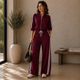 Sportieve Rits Co-ord Set met Streepdetail - Bordeaux