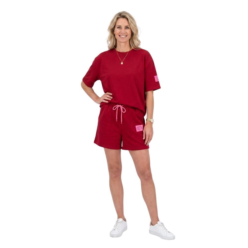 Urban lounge set in rood met neon details voor dames