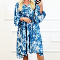 Tie-Dye Midi Jurk Blauw