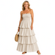 Lena Gelaagde Maxi Jurk - Beige