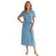 Print Blouse Dress Lang Kobalt