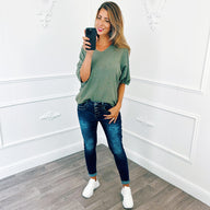 Vlindermouw Top Basic Army
