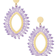 BIJOU || Boucle d'Oreille Ovale Perles Cristal Lilas