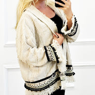 Jute kimono met franjes boho