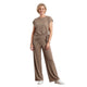 Mila Rib Co-ord Set met Wide Leg Broek Taupe