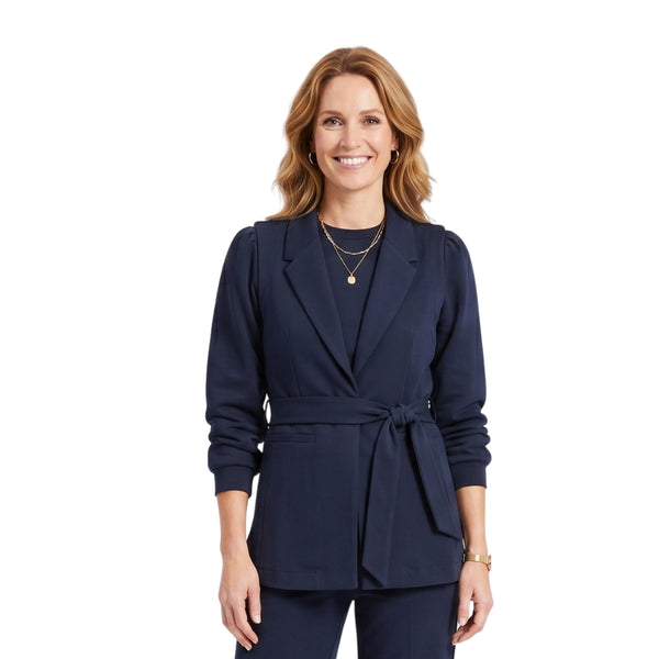 Faye travel gilet en sweater set in marineblauw voor dames