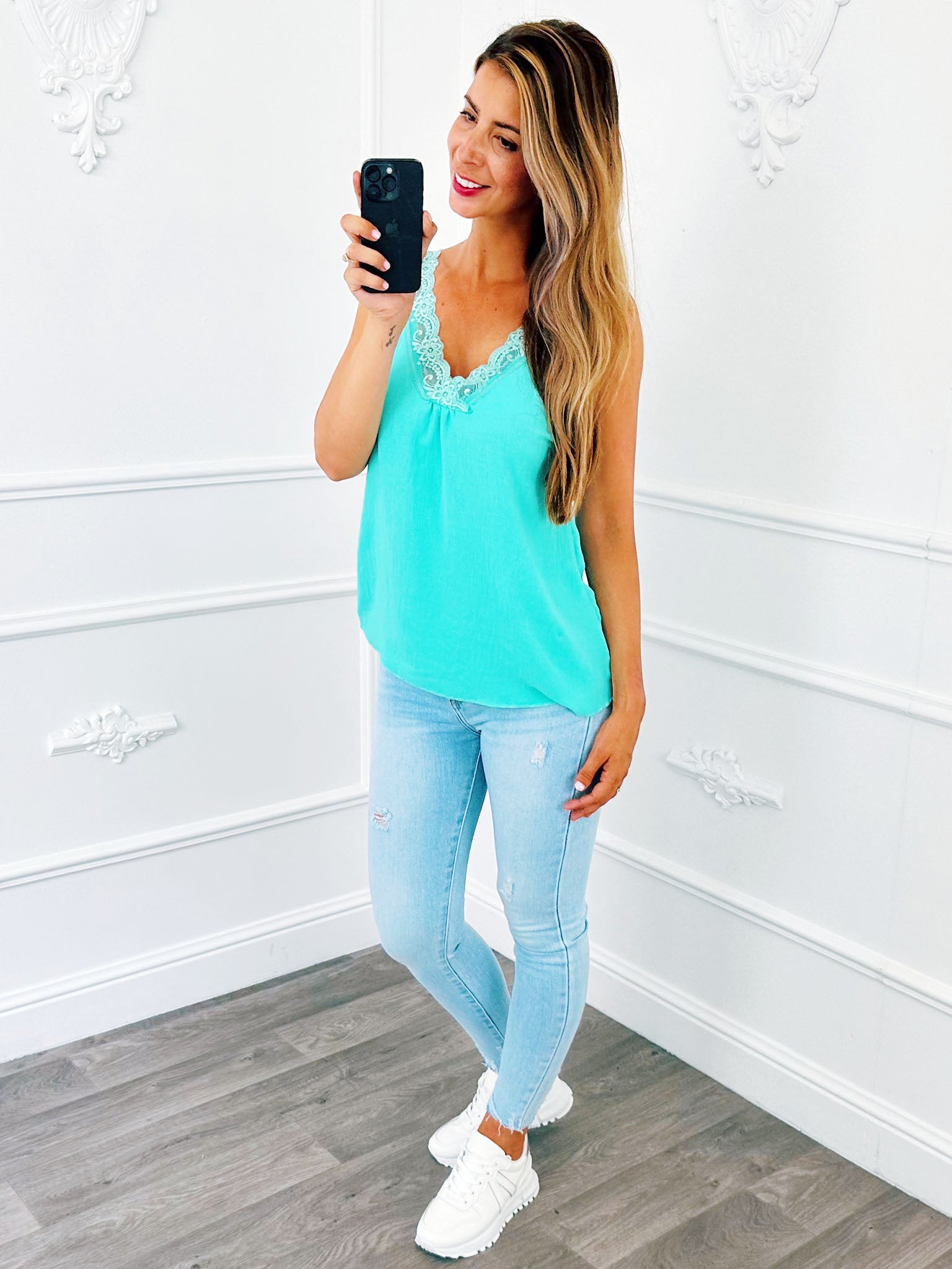 Basic Lace Camisole Mint Green