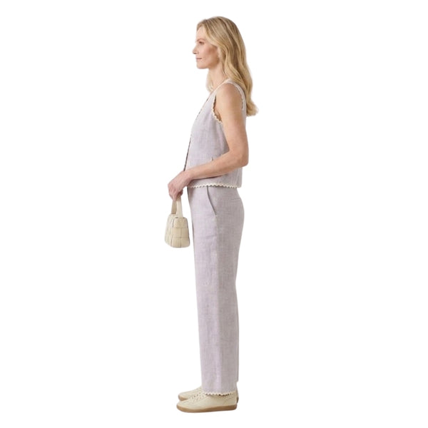 
                    
                      Sterre linnen-look co-ord set met gilet in zand roze voor dames - detail van het ontwerp
                    
                  
