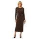 Bruine Glitter Jurk Feestelijke Party Dress Dames Glanzende Avondjurk