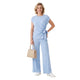 Mila Rib Co-ord Set met Wide Leg Broek Lichtblauw