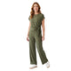 Mila Rib Co-ord Set met Wide Leg Broek Legergroen