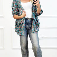 Zwart Katoenen Kimono met Print