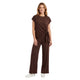 Mila Rib Co-ord Set met Wide Leg Broek Bruin