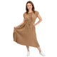 Pleated Dress Mouwloos Beige – Elegant, luchtig en tijdloos