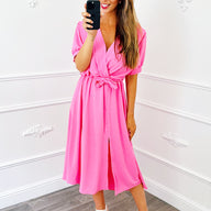 Jurk Midi Split Fuchsia