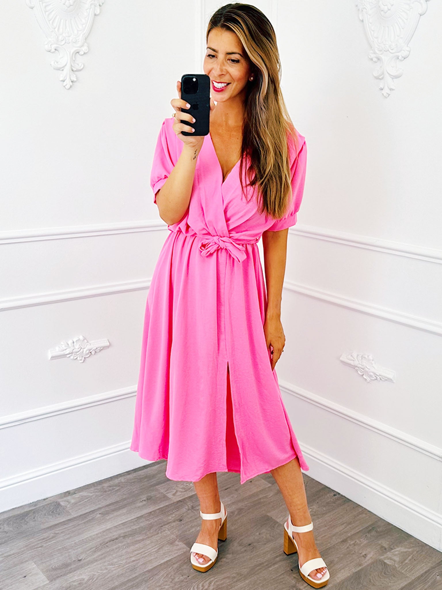 Jurk Midi Split Fuchsia